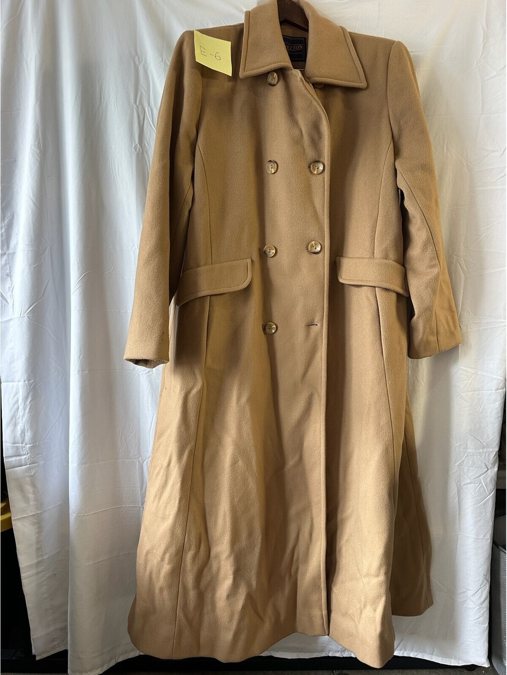 Vintage Pendleton Women's 100% Wool Double Breasted Long Coat Camel Size 16 E-6